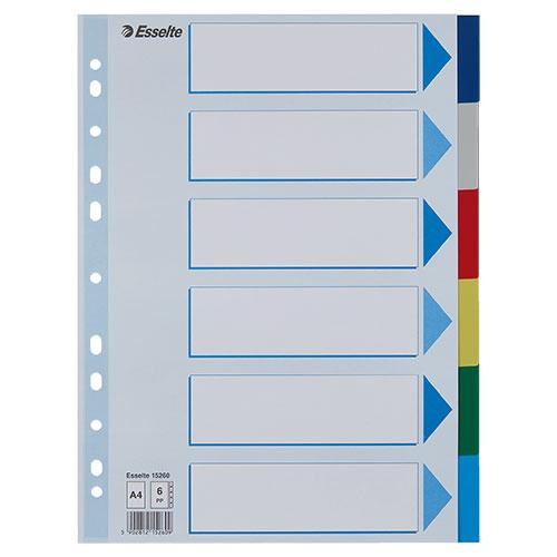 Photo de Intercalaires PVC - 6 onglets - A4 - Multicolore - Esselte