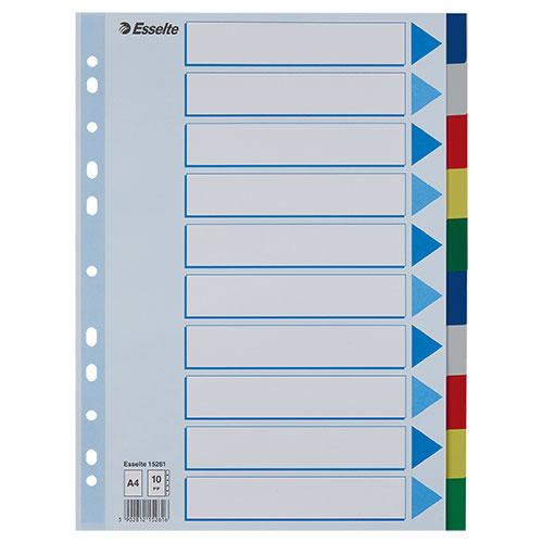 Photo de Intercalaires PVC - 10 onglets - A4 - Multicolore - Esselte