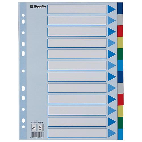 Photo de Intercalaires PVC - 12 onglets - A4 - Multicolore - Esselte