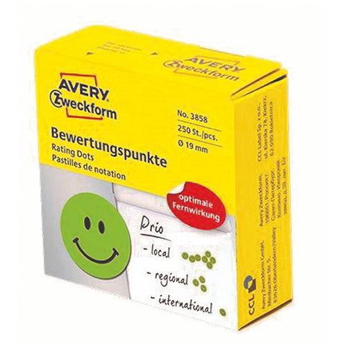 Photo de Pastilles imprimées - smiley - 19mm - Vert - Zweckform