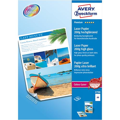 Photo de Papier photo brillant - laser - A4 - Blanc - Avery