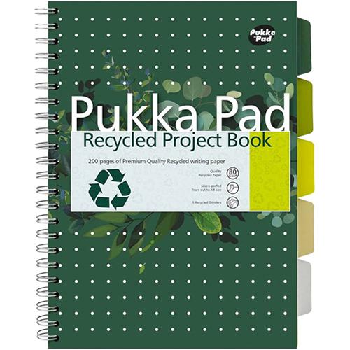 Photo de Cahier spirale Project Book Recycled - A4 - ligné - Vert - Pukka Pad