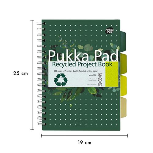 Photo de Cahier spirale Project Book Recycled - B5 - ligné - Vert - Pukka Pad