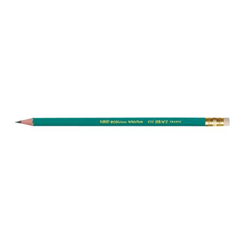 Photo de Crayons graphite HB N° 2 + Gomme - Ecolution - Boîte de 13 - Multicolore - Bic