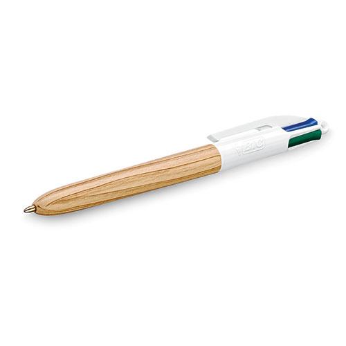 Photo de Stylo-bille BIC 4 couleurs Wood Style - Multicolore - Bic