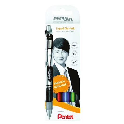 Foto van Intrekbare rollerbal - BL77 - Set van 4 - Energel  - Veelkleurig - Pentel