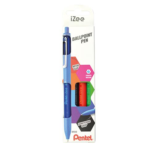 Photo de Stylo-bille Izee  - 1mm - pochette 4 - Multicolore - Pentel