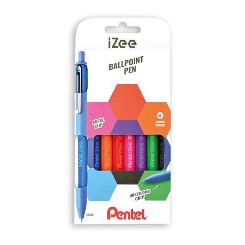 Photo de Stylo-bille Izee  - 1mm - pochette 8 - Multicolore - Pentel