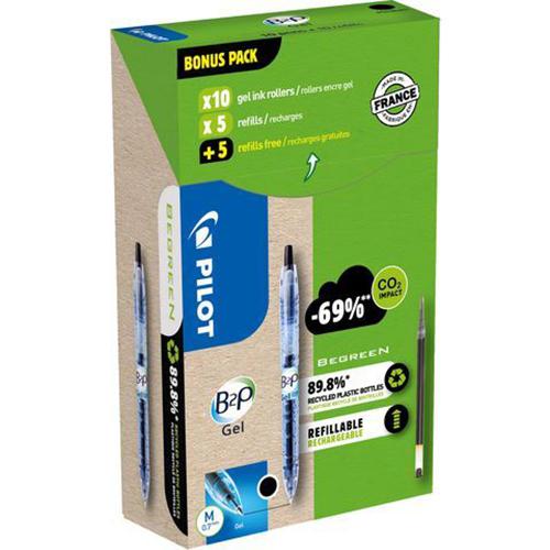 Photo de Stylo-bille gel - Pack + Recharge - Bottle 2 Pen Greenpack - Pilot - Noir - Pilot