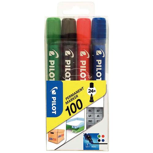 Photo de Marqueur permanent - pointe ogive 1 - Pack - Pilot 100 - Multicolore - Pilot