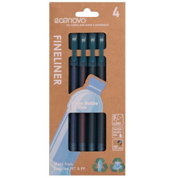 Photo de Set 4 fineliers Econovo (2x noir-1x bleu-1x rouge - 2021100