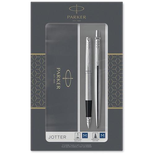 Photo de Coffret stylo bille + stylo plume Jotter acier - Parker