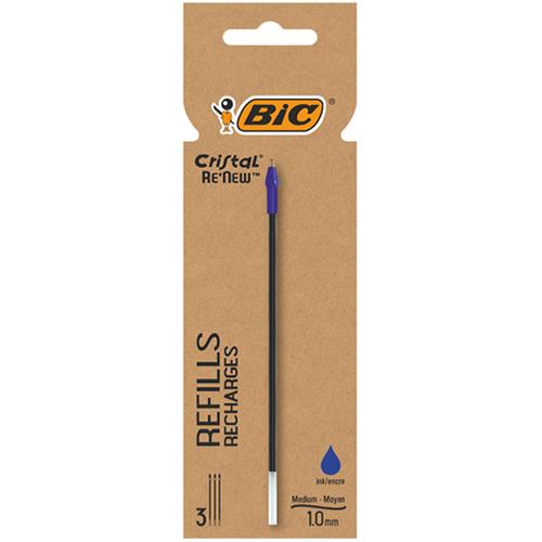 Photo de Recharge pour Bic Cristal Re-new bleu - Bleu - Bic