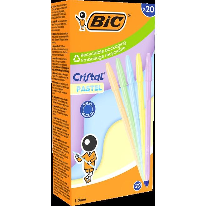 Foto van Stylo-bille Bic Cristal corps pastel écriture bleue