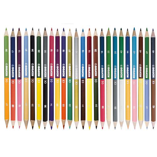 Photo de Boîte de 24 crayons de couleur Kolores Duo - Multicolore - Kores