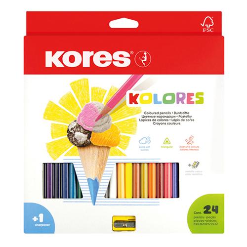 Photo de Boîte de 24 crayons de couleur Kolores - Multicolore - Kores