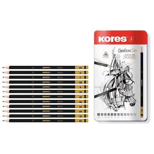 Photo de Boite de crayons gris - Grafitos set - Kores