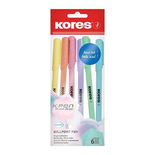 Photo de Stylo-bille K-pen K0R-M - lot de 6 pastel - Multicolore - Kores