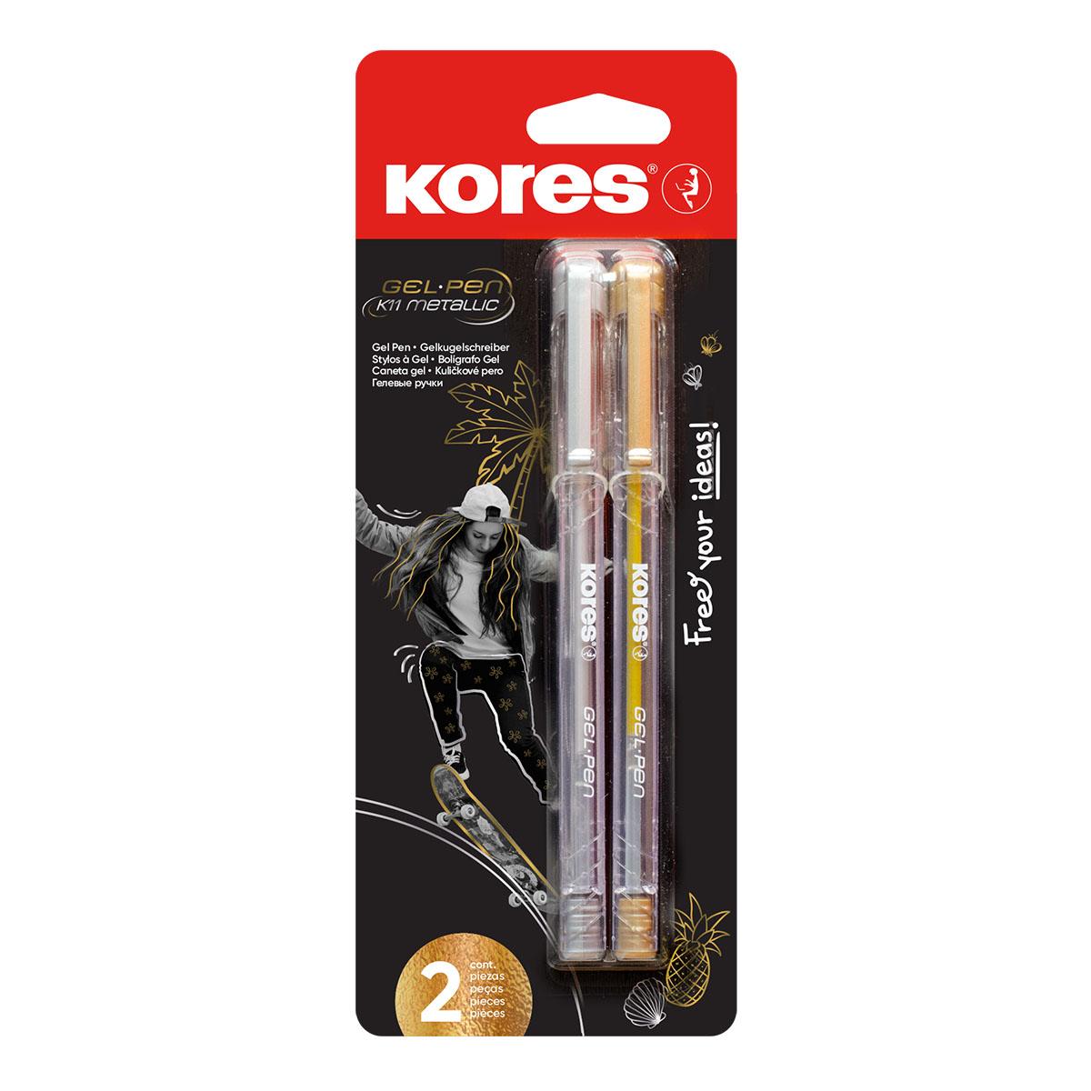 Foto van Set de 2 rollers gel Stylo Metallic or/argent K11 - KP37941