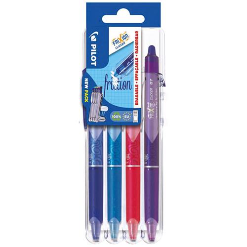 Photo de Stylo bille - Frixion Clicker - Lot de 4 - Multicolore - Pilot