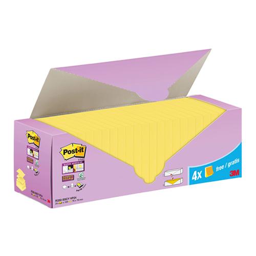 Photo de Post-it Pack (20+4)- Z-Notes jaune - 76x76 mm - Jaune - Post-it