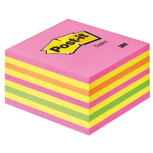 Photo de Bloc repos. Post it cube 76*76mm néon rose - Post-it