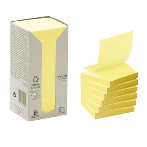 Photo de Tour Post-it Z-notes recyclées 76x76 mm - Jaune - Post-it