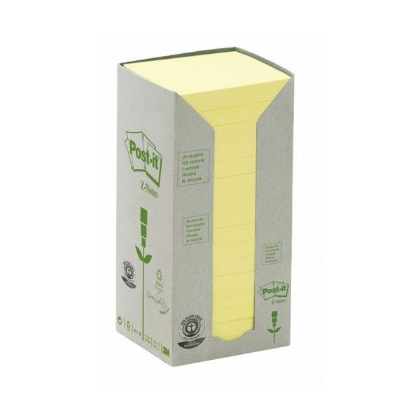 Photo de Tour Post-it Z-notes recyclées 76x76 mm - Jaune - Post-it