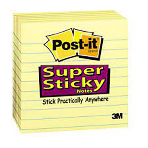 Photo de Post-it Super Sticky ligné - (6 blocs) - 101x101mm - Jaune - Super Sticky