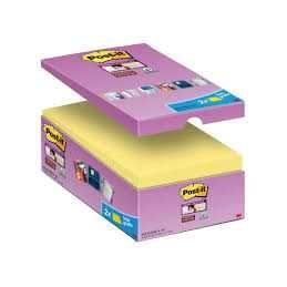 Photo de Post-it Super Sticky - 76 x 127 mm - Tour de 14+2 - Jaune - Super Sticky