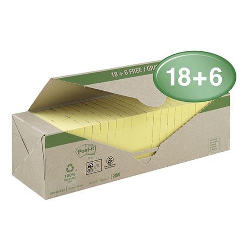 Photo de Tour 18+6 Post-it recyclé jaune 76x76mm - jaune - Post-it