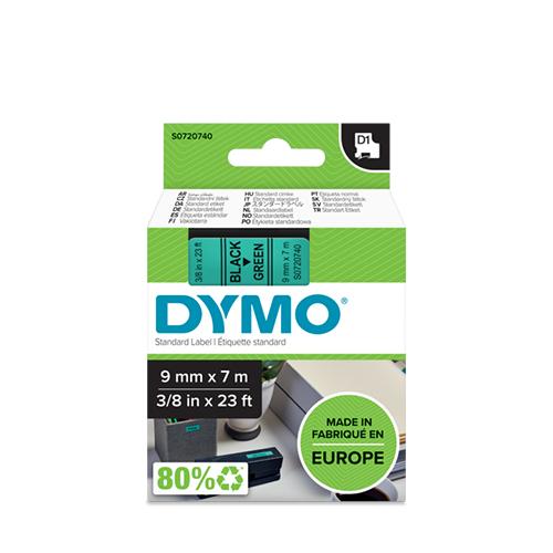 Photo de Ruban Dymo - 9 mm x 7 m - noir sur vert - Multicolore - Dymo