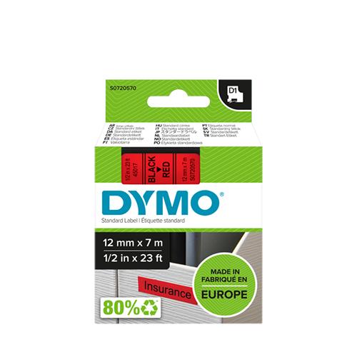 Photo de Ruban Dymo - 12 mm x 7 m - noir sur rouge - Multicolore - Dymo