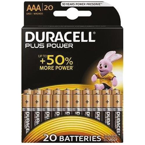 Photo de Piles Duracell Power Plus AAA LR03- blister 20