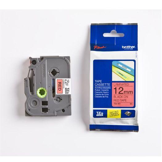 Foto van Brother P-touch lint - 12 mm - zwart op rood - Veelkleurig - Brother