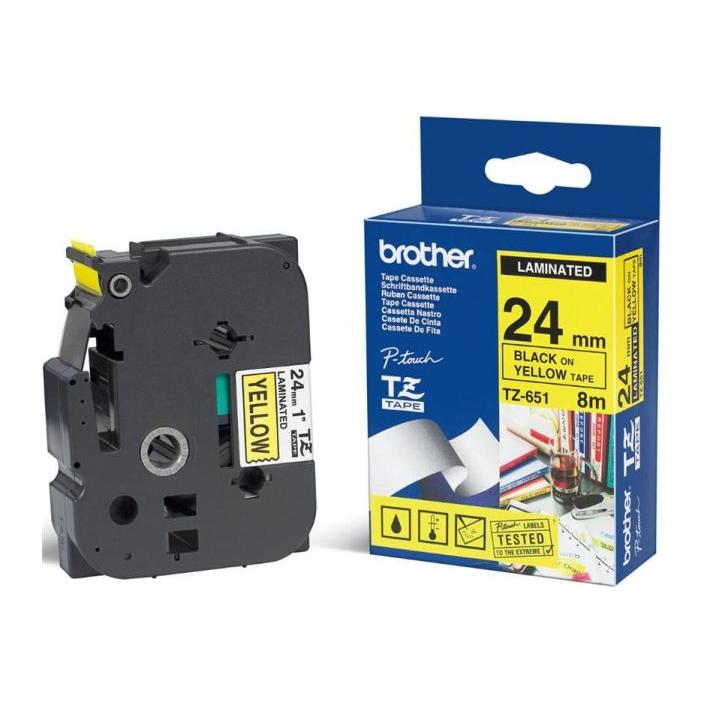 Photo de Ruban Brother P-touch - 24 mm - noir sur jaune - Multicolore - Brother