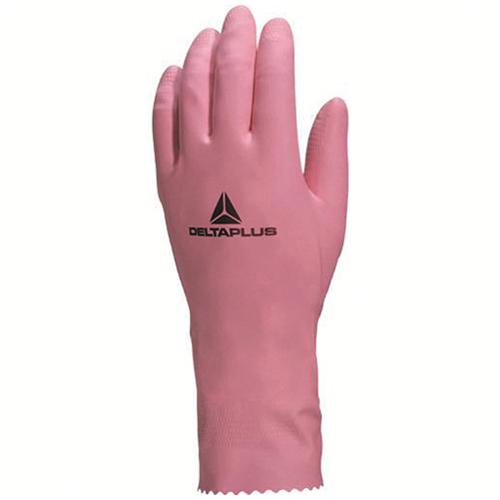 Photo de Gants latex de nettoyage - taille 7,5 - Rose - Deltaplus