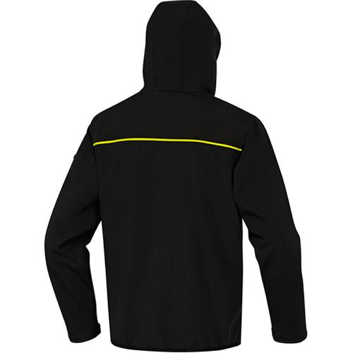Foto van Zwart/geel 3-laags gelamineerd polyester softshell jack - M - Geel - Deltaplus