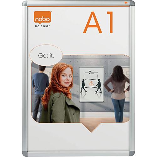 Foto van Clip-on aluminium vitrinekast - Grijs - Nobo