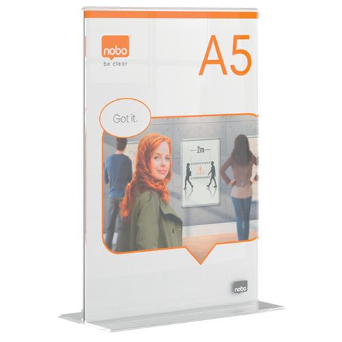 Photo de Présentoir porte arffiche Nobo Premium Plus A5 - Transparent - Nobo