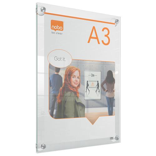 Photo de Porte-affiche mural reposition. Premium Plus A3 - Transparent - Nobo