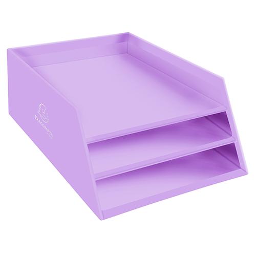 Photo de Bac courrier carton Aquarel 3 niveaux - Mauve - Exacompta