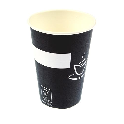 Foto van Zwarte 18cl warm/koud papieren beker - verpakking van 100 - Kangaro