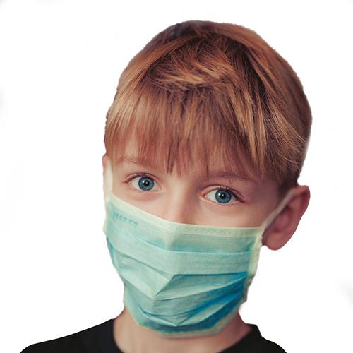 Photo de Masque de protection jetable type chirurgical - Enfant - Bleu