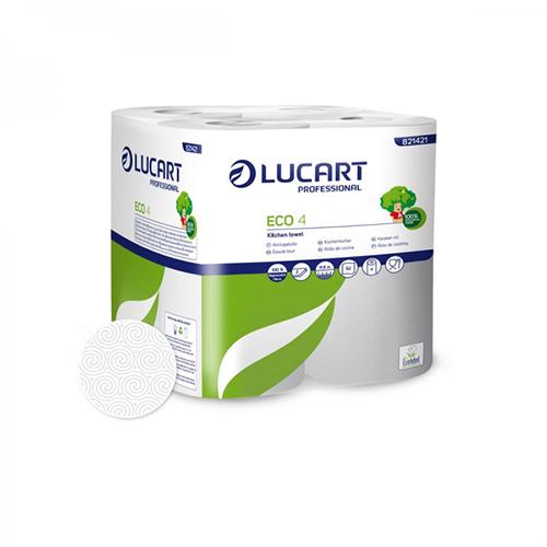 Photo de Essuie-tout Lucart Eco blanc - lot de 4 rouleaux - Blanc - Lucart