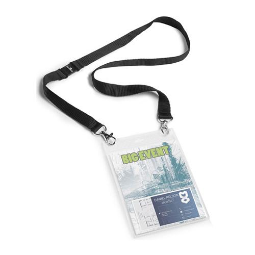 Photo de Porte-badge événements - A6 + lacet textile 20 DUO noir - Transparent - Durable