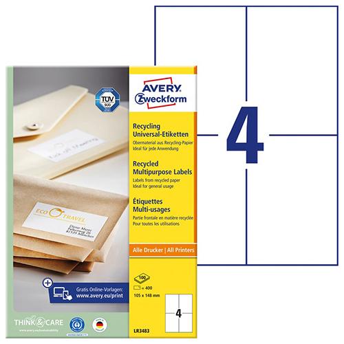 Photo de Etiquette recyclée 105x148mm (pack 10 feuilles) - LR3483-10 - Zweckform