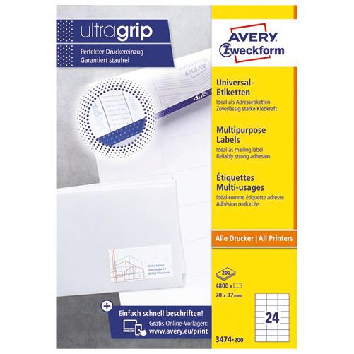 Photo de Etiquette recyclée - 192x61 mm (pack 10 feuilles) - Blanc - Avery Zweckform