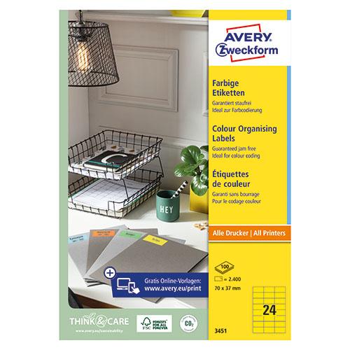 Foto van Etiket 70x37mm - neon geel - Zweckform 3451 - Geel - Zweckform