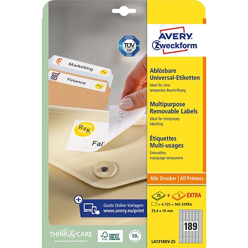 Foto van Herpositioneerbare labels - 25,4x10mm - Avery